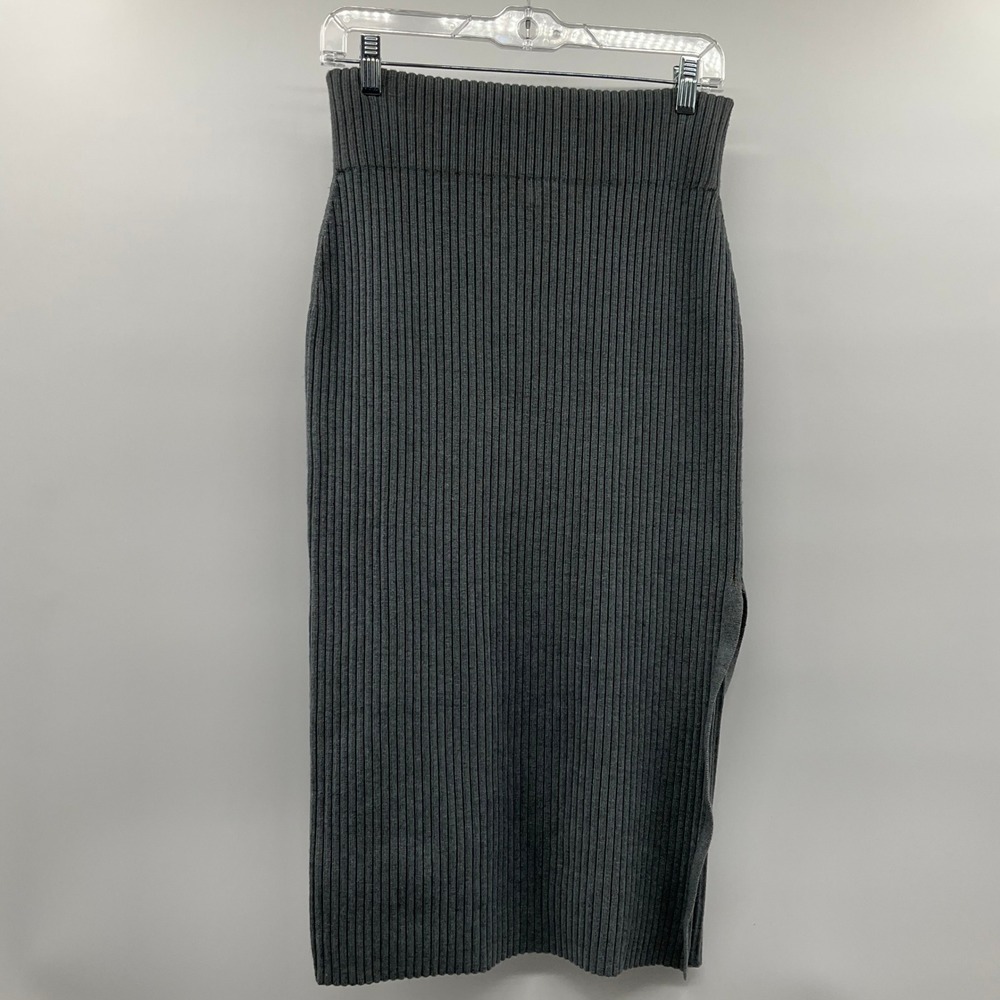 Express M Downtown Cozy Sweater Skirt Stretch Chic Gray‎ Preppy Midi Bodycon New